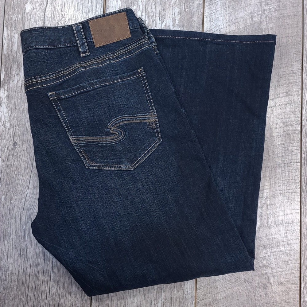 Silver Jeans Grayson Men 38x30 Blue Dark Wash Easy Fit Straight Leg Denim